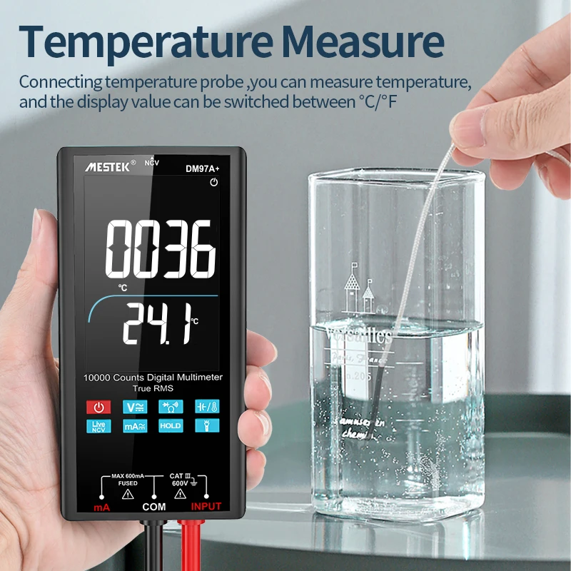 Digital Multimeter AC/DC Current Tester Electric Measurement 9999 Count NCV Temperature Measure