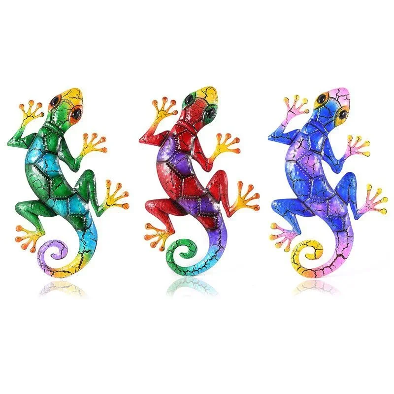Metal Gecko Yard Garden Decoration Outdoor Statues Wall Decor Miniature Accessories Sculpture Lizard Ornaments garden statue garden decoration animal ornaments metal wall decor