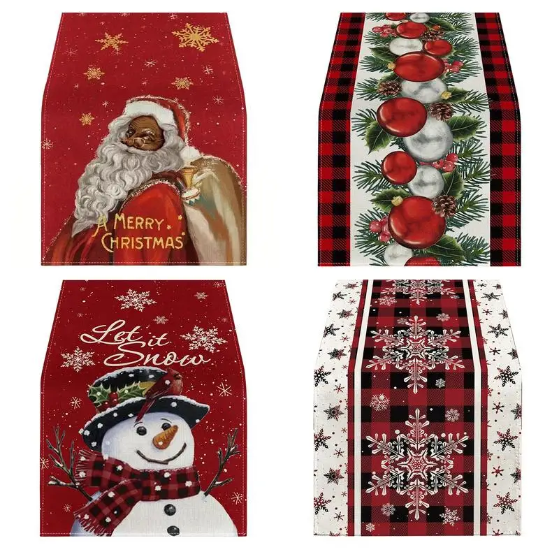 

Christmas table flag Winter Snowman Santa printed table mat Party Supplies Seasonal Winter Table pad Christmas Table Decorations