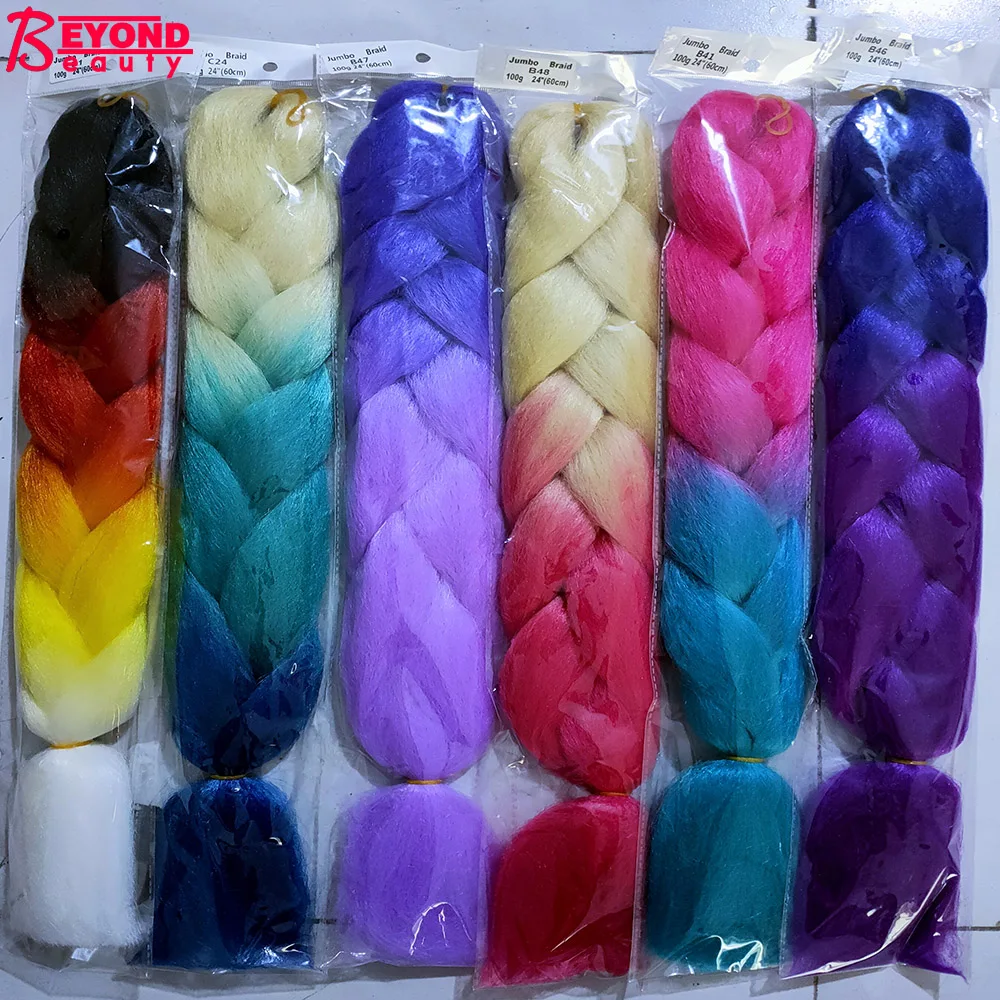New Colors Synthetic Glowing Hair Box Braids Ombre Color For white