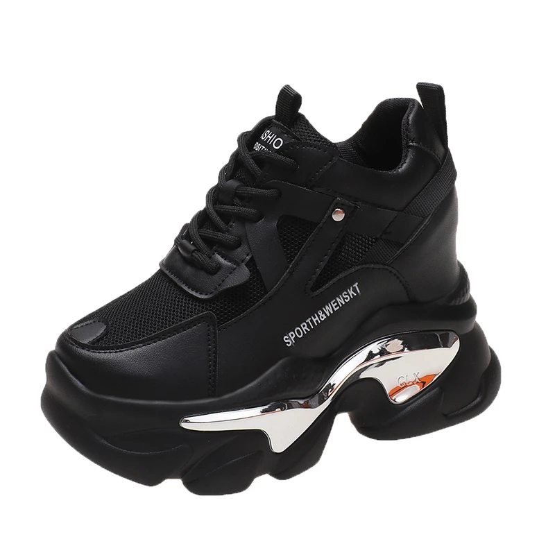 2023 Women Chunky Sneakers Platform Ulzzang Sports Shoes Summer Thick Bottom Breathable Mesh Casual Shoes 11CM High Heels Woman
