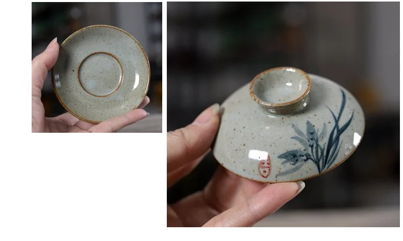 Description Picture 5 of itemHandpainted Chinese Sancai Gaiwan Pottery Tea Cup Bowl Kung Fu Teacups Home Decor Ceramic Teaware Tea Tureen Set