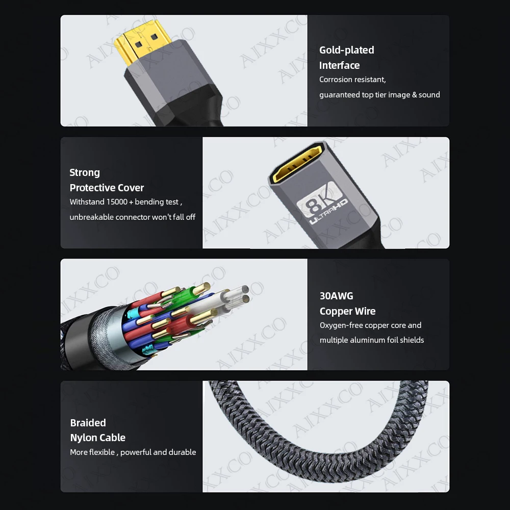 HDMI-Compatible  ̺ 8K 60Hz HDMI-Compatible 2.1 Male to Female 3D 4K 120Hz 48Gbps  HDR, Macbook HD TV Ʈ  