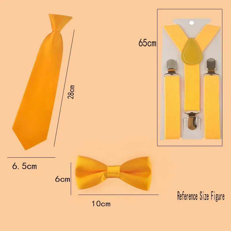 Kids Tie 3PCS School Boys girls Children Kids brace elastic Suspenders shirt suspensorio Bowties butterfly Set