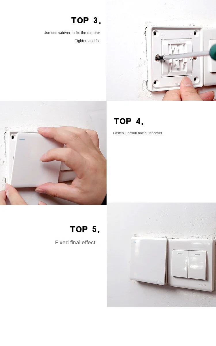 Description Picture 4 of item10PCS 86mm Cassette Repairer Dark Box Repair Screw Plug Switch Old Socket Boxes Replacement Fixed Wall Repair Box Support Rod