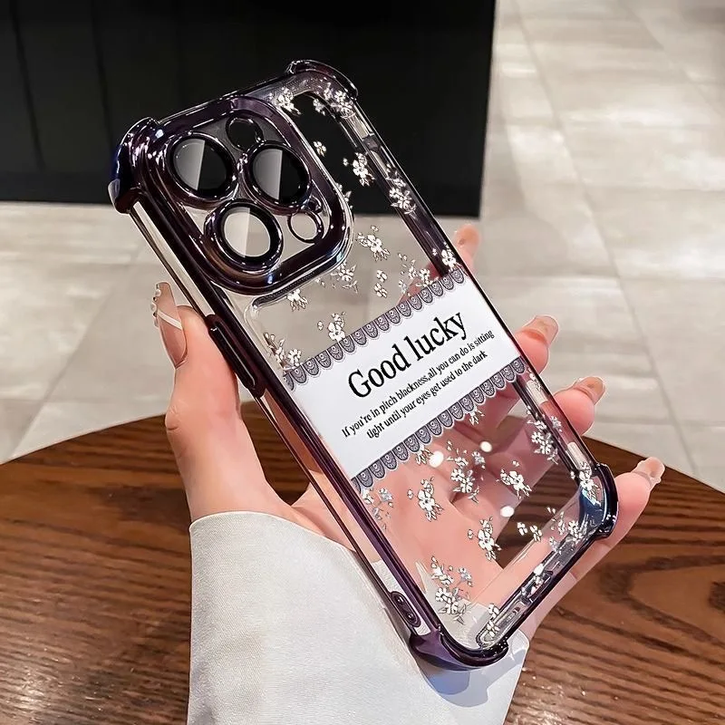 Good Lucky Butterfly Electroplate Shockproof Clear Phone Case