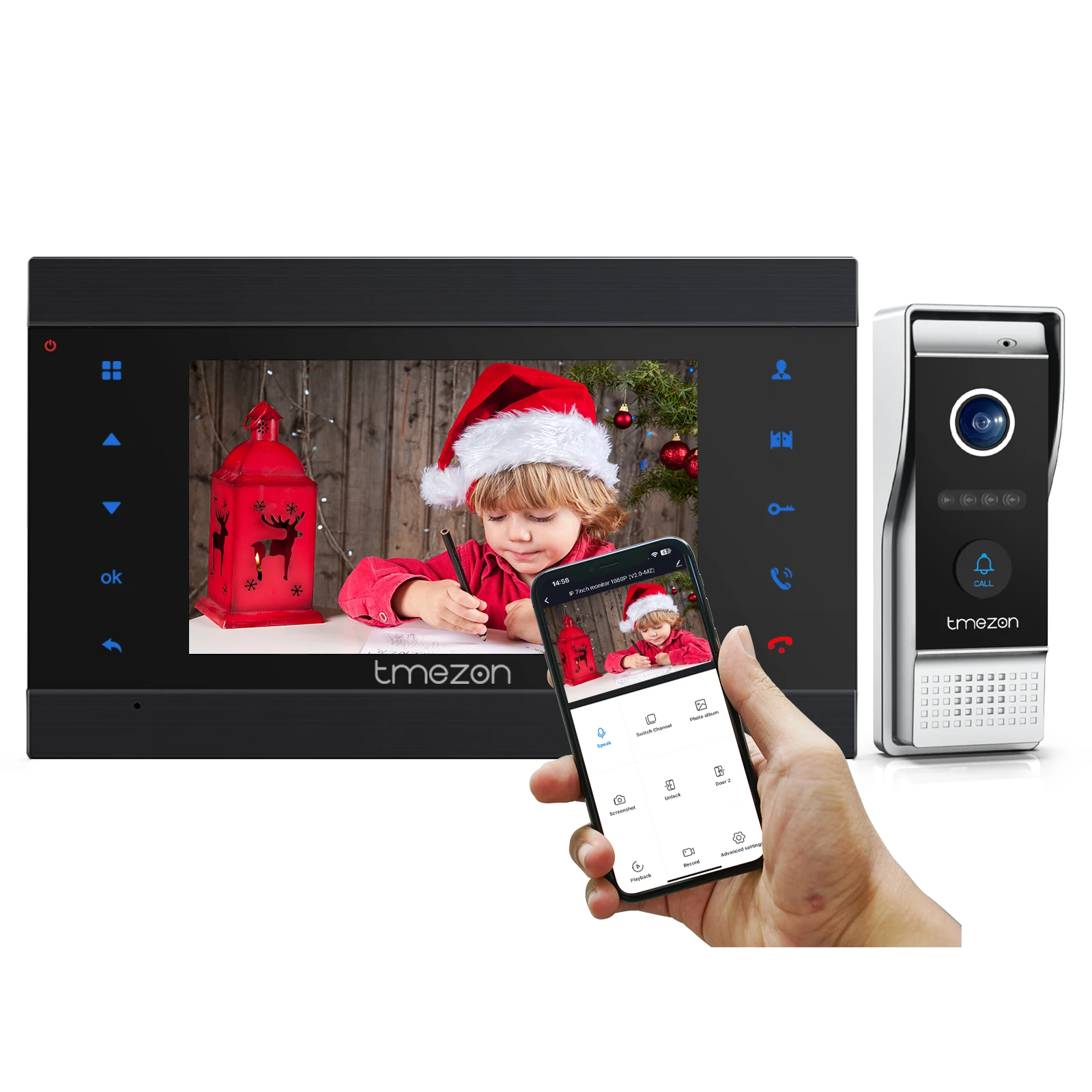 Tmezon-家庭用インターホンシステム,ワイヤレスWi-Fiスマートビデオドアベル,1080p,7インチ,1x1080p,有線  AliExpress