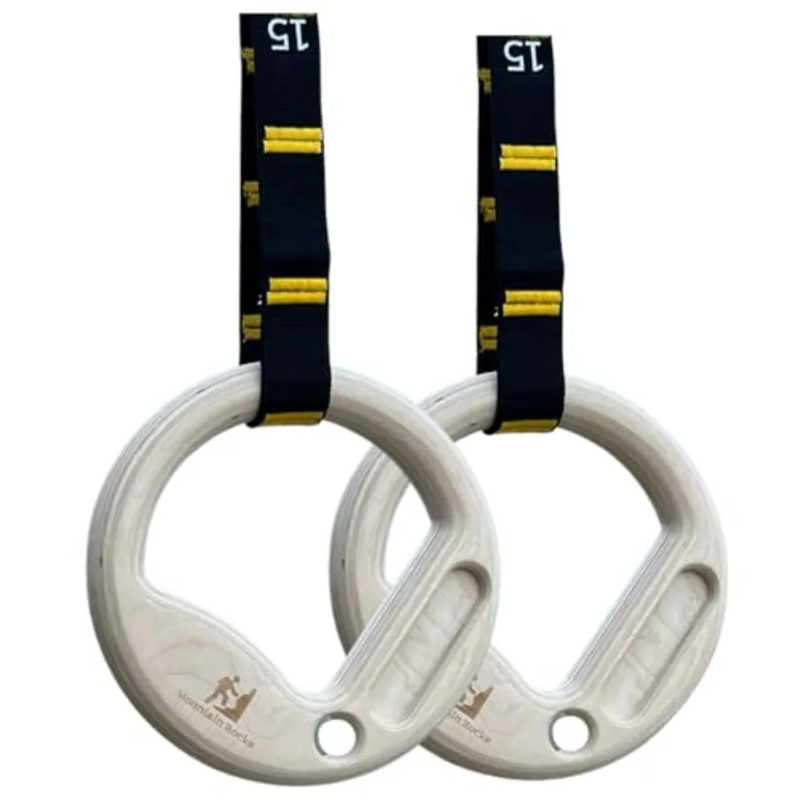 Wood 32mm Gymnastic Rings with Finger Training hangboard | Wooden Gymnastics Rings | Portable Finger Training Board | Hang Grip