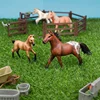 8 pcs Mini Simulation Farm Wild Small Horse with 6 pcs Fence Colorful Small Horse Soft Glue Children's Toys Animal Model Combina 1