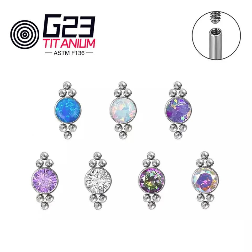 thumbnail image 2 of Triple Ball Trinity Internally Threaded Tragus Helix Conch Labret 2 of 11