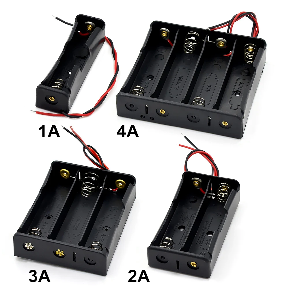 10/5/1PCS 1 2 3 4 Slot 18650 Battery Holder Power Bank with Wire Lead Plastic Battery Storage Box Case for 18650 3.7V Battery