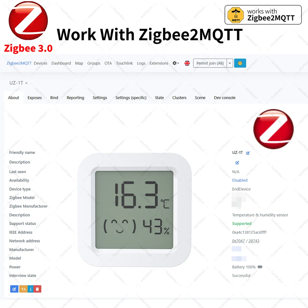 Zigbee 3.0 Temperatur- und Feuchtigkeitssensor Unterstützt HA (Home Assistant), Alexa, Yandex, ZHA und Zigbee2MQTT – Detail 2