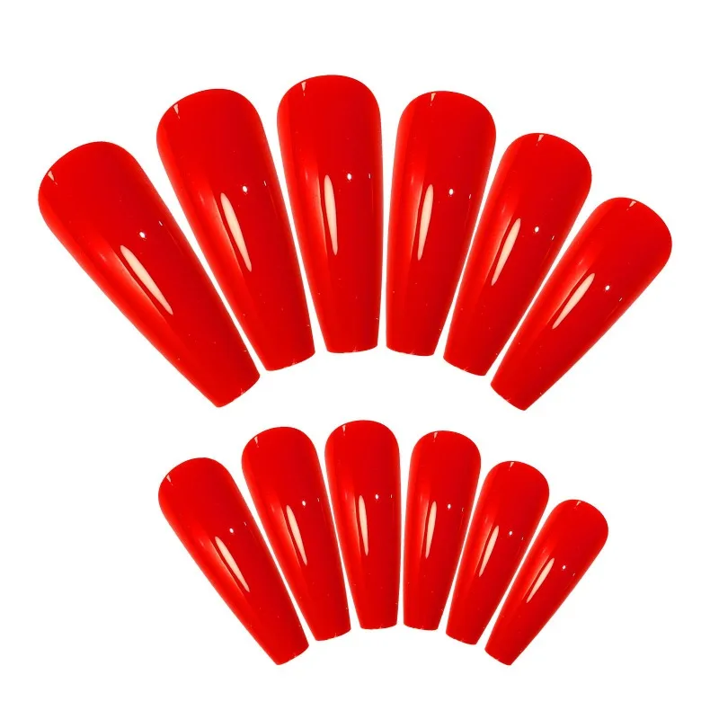 

Усовершенствованная цветовая схема, матовые очаровательные Аутентичные Красные сверхдлинные балетные ногти для наращивания, многоразовые накладные ногти