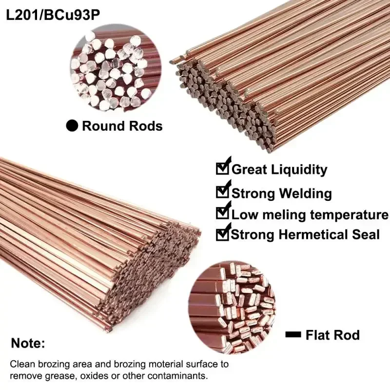 1-3mm Phosphor Coppers Welding Rods Round/Flat Electrode Soldering For Brazing Repair Rod 40/50cm Length