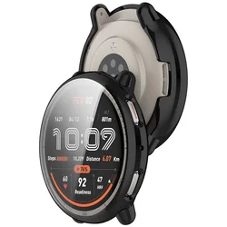 Premium TPU Soft Watch Case with Full Coverage Screen Protector and Bumper for Amazfit Active 2 (Black)