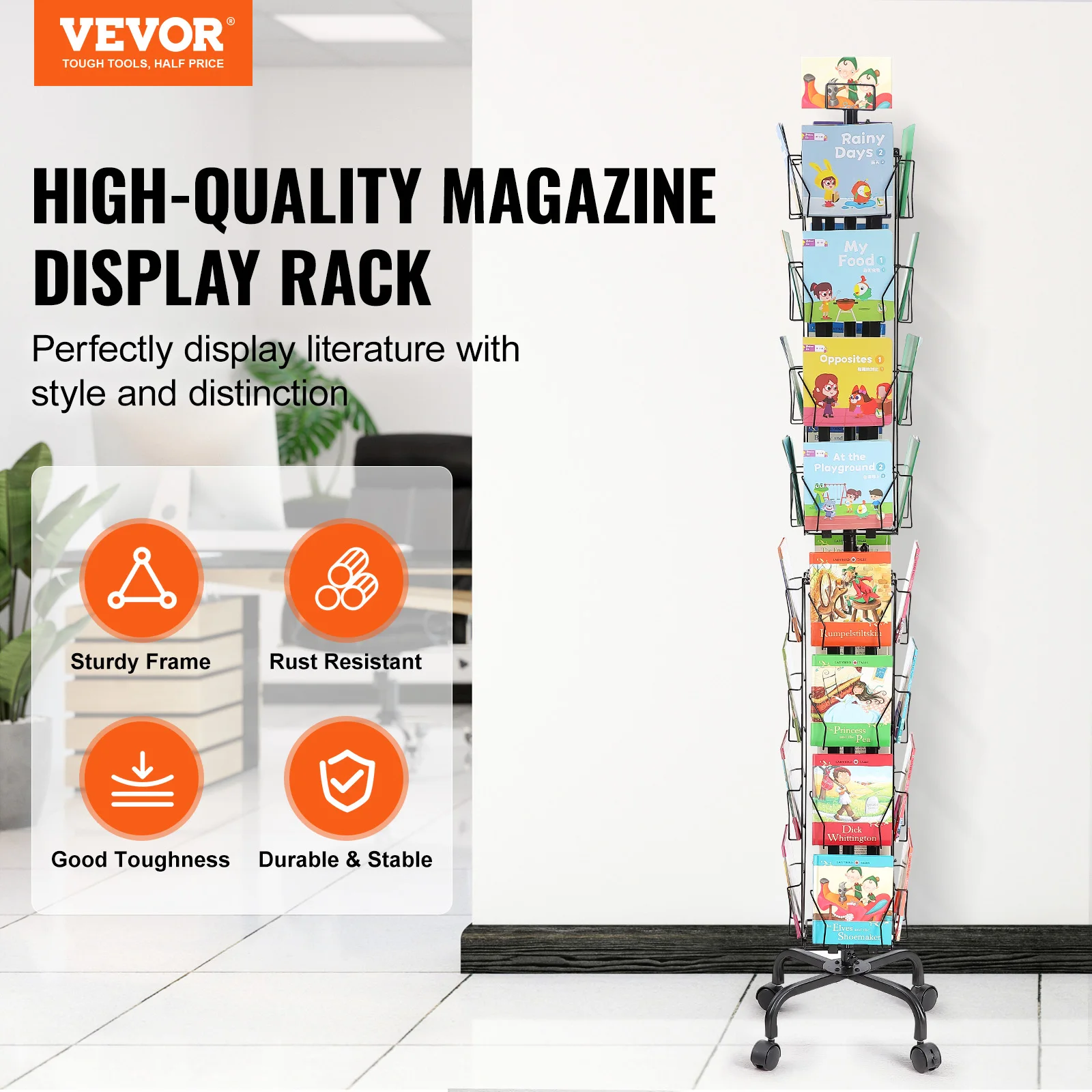 VEVOR Greeting Cards Display Rack 32 Pockets 360° Rotating Postcard Brochure Display Stand for Exhibitions Office Trade Shop 2