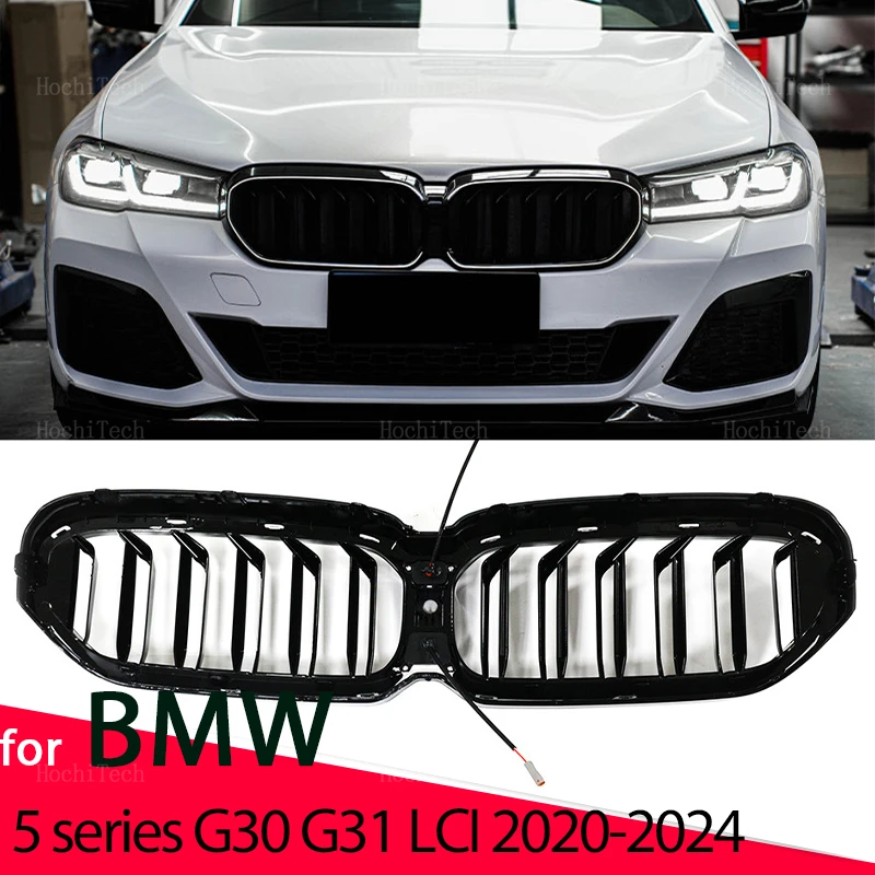 LEDフロントキッドグリル,bmw 5シリーズ用,フードグリル,ダブル