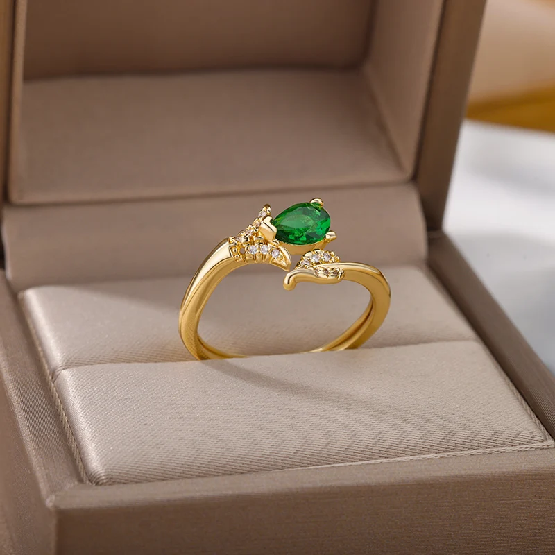 Zircon Ring Waterproof Stainless Steel Adjustable