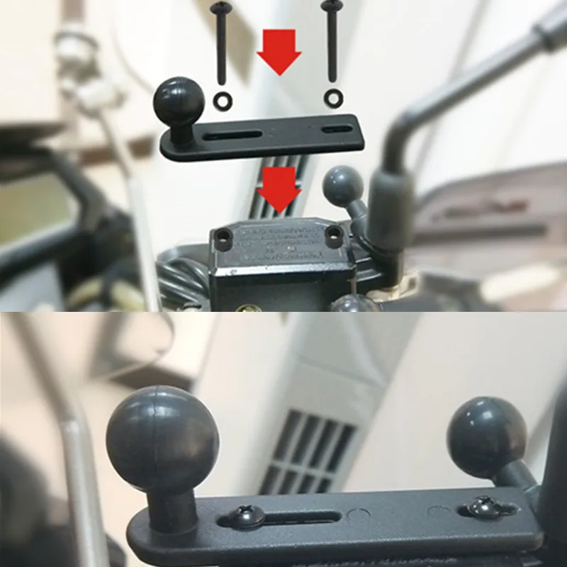 Motocicleta de Alumínio Suporte do Telefone Resistência à Água Freio Embreagem Reservatório Capa Base Montagem Móvel Case 6.1cm Duplo Soquete Braço - - Image 2