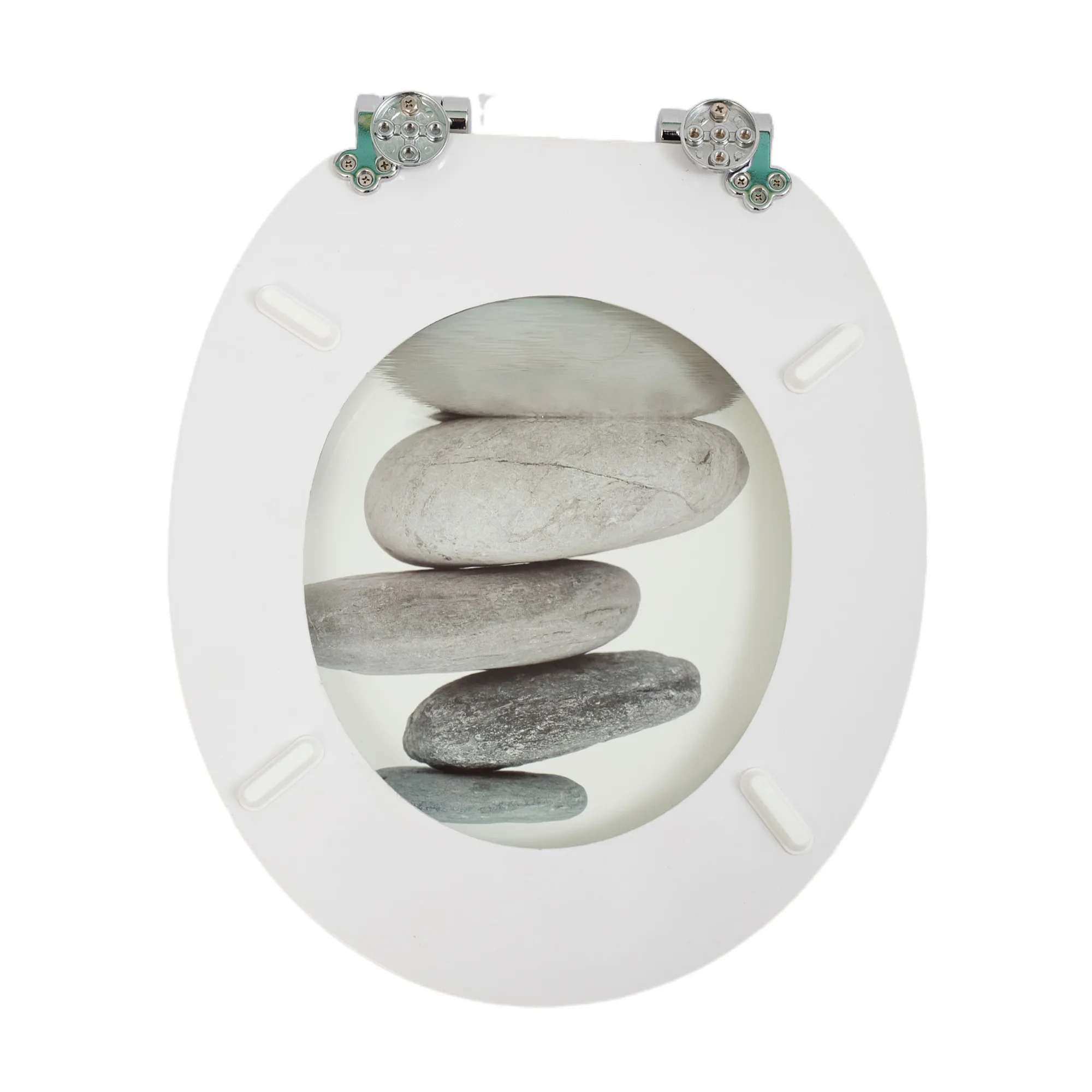 SAINOS WC-Sitz mit Absenkautomatik, MDF-Holzkern, antibakteriell, universell, O-Form, 370x430mm, Zinklegierungsscharnier, Tragfähigkeit bis 190 kg, einfache Installation, viele farbenfrohe Motive – Detail 9