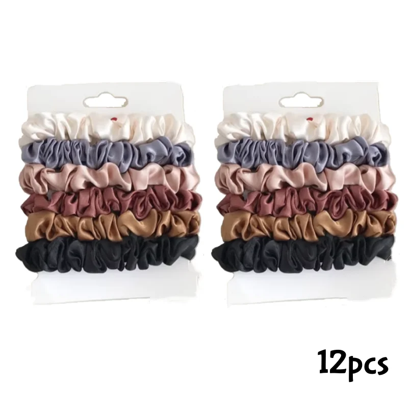 Satin Elastic Hair Scrunchies Set - Minimalist Solid Color Silk Hair Ties