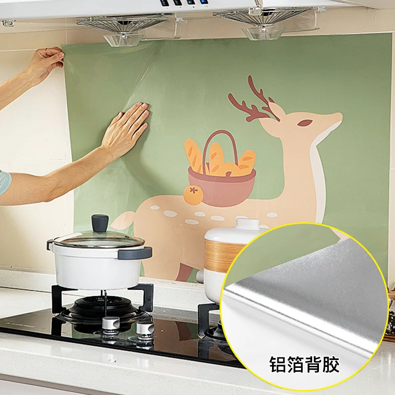 Oil Proof Wall Stickers Wallpaper Kitchen Backsplash Wall Sticker Waterproof Heat Resistant Tabletop Self-Adhesive Sticker oil proof wall sticker