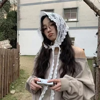 New Triangle Short Skirt Half Skirt Butt Curtain Skirt Lace Trim Small Apron Knitting Lace Stacked Ins Korean Women Headscarf - Image 2