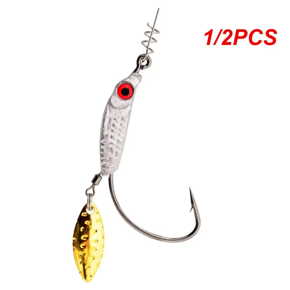 1/2Pcs Lure Crank Hook Quick Fix Soft Bait Soft Bait Single Hook Eye Wide Belly Fette D'Oro 3 Grammi/Pezzo Amo Da Pesca