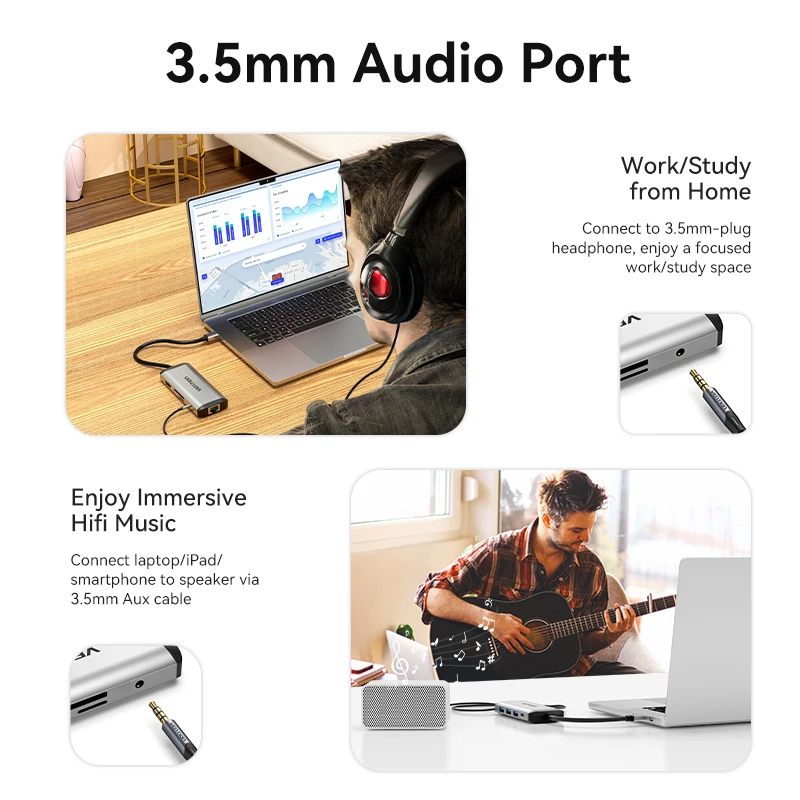 9-in-1 USB 3.0 Hub Compatible Laptop Dock Station Type-C to HDMI 4K30Hz Macbook Pro Air M1 M2 PD 100W Fast Charging Vention