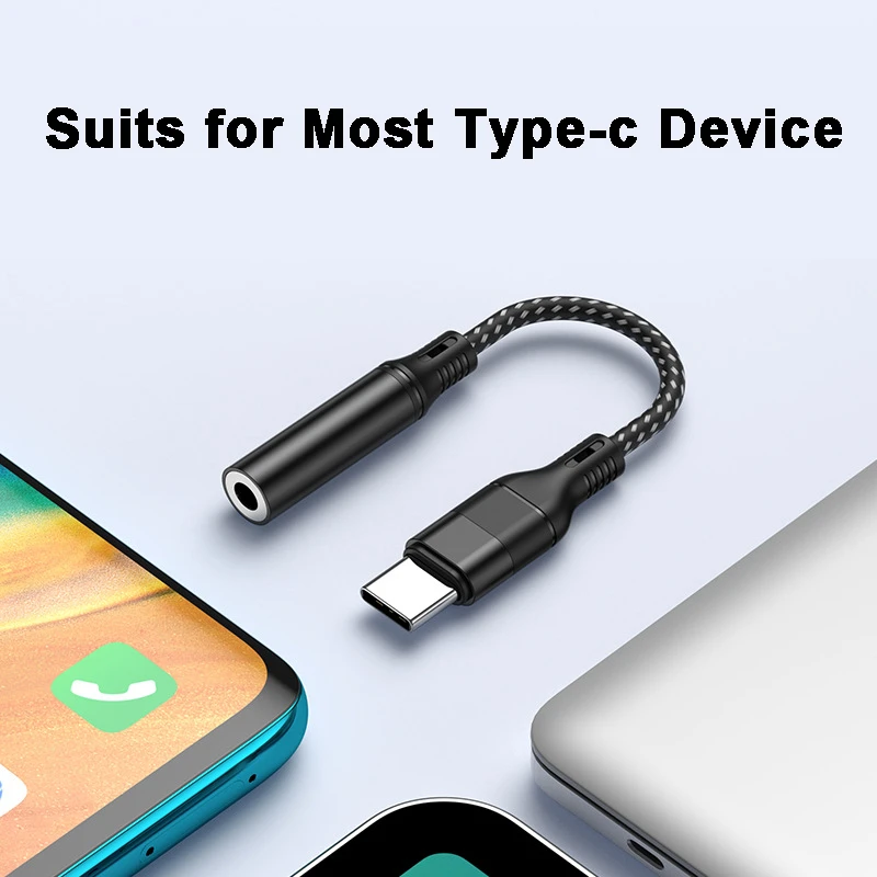 Audio Interface USB Type C to 3.5mm Jack Earphone Adapter Headphone Amplifier DAC Chipset HiFi Support Android