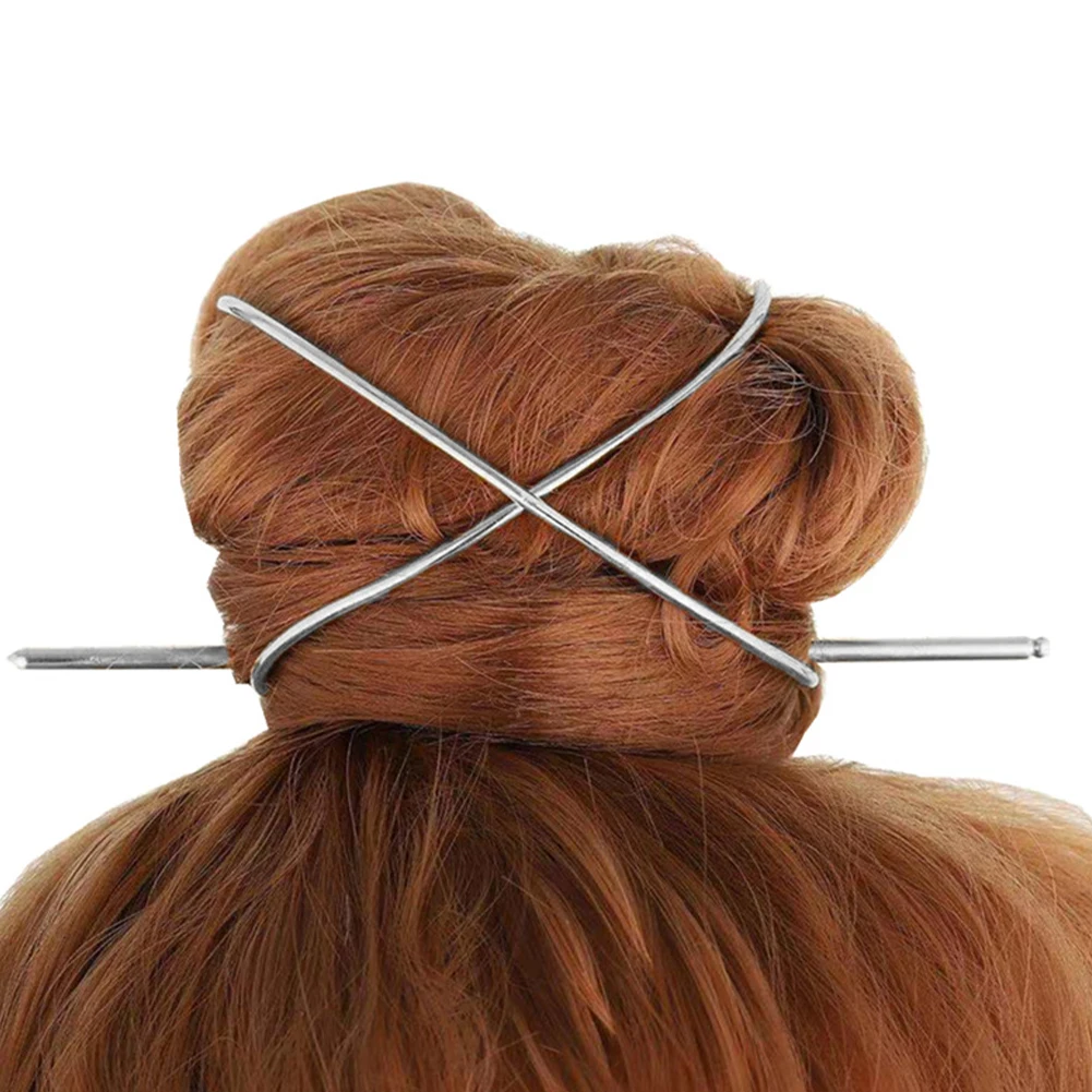 

Cross Metal Hair Stick Hair Ornament Hair Accessories Geometric Hairband Headwear Irregular Hair Sticks Curved Hair Clips