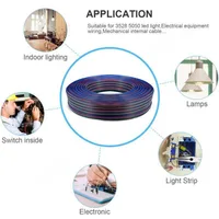 2 พิน 3 พิน 4 พิน 5 พิน 6 พินยืดหยุ่น LED สาย 22AWG สายไฟ PVC ฉนวนสีแดงสีดำสำหรับ WS2812B WS2813 5050 แถบ LED 4