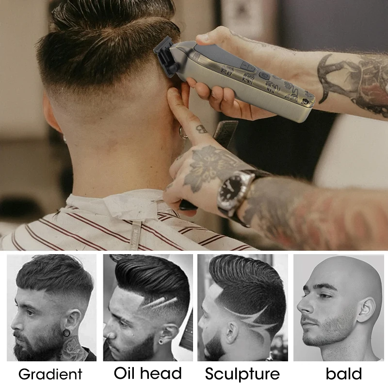 RESUXI 642 New 2 in 1 All-metal Electric Hair Clippers Set High-power Hair Trimmer for Men Barber Cutting Machine Tools