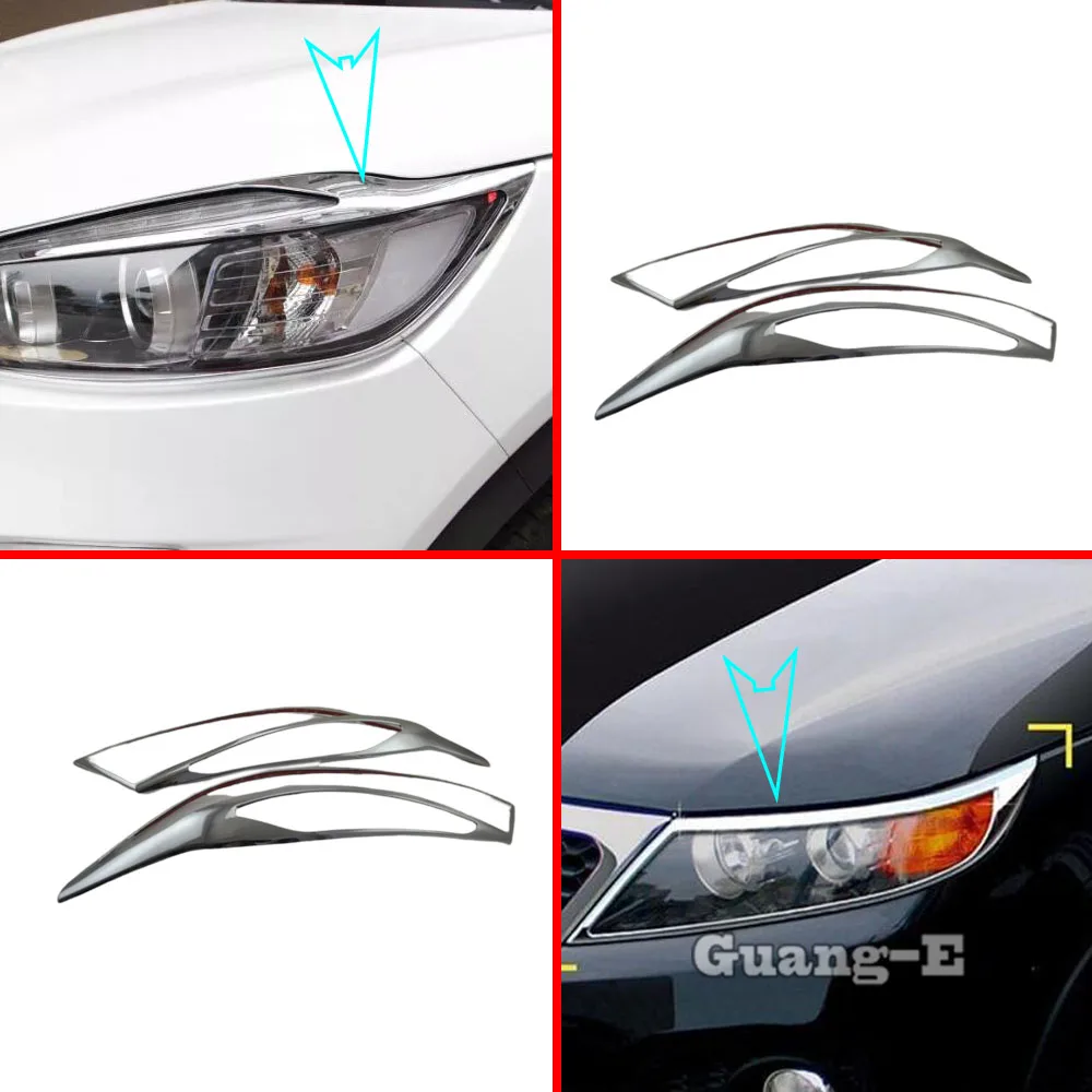 

Car Front Head Light Lamp Hood Molding Frame Sticker ABS Chrome Cover Trim Hoods Eyebrow For Kia Sorento L 2015 2016 2017 2018