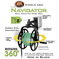712-B Single Arm Navigator Multi-Directional Garden Hose Reel, Holds 125-Feet of, 5/8-Inch, Black 2