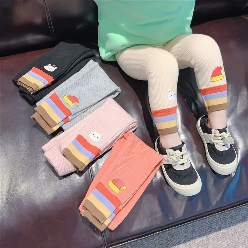 

New 23 Children's Winter Clothing Velvet Padded Leggings Baby Girl Single-Layer Fleece-Lined Warm Fashionable Pants Girls' Trous