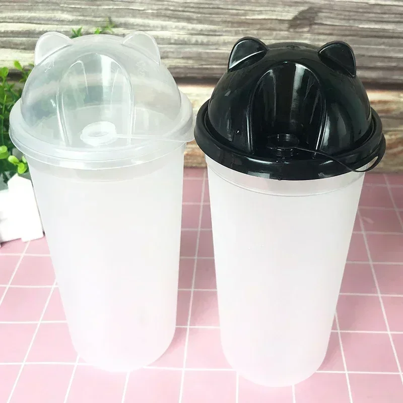 90 Caliber Disposable Milk Tea Cup Lid Thickening Drinks Take-out Food Leak Proof Panda Lid PP Plastic Coffee Pack Cup Cover