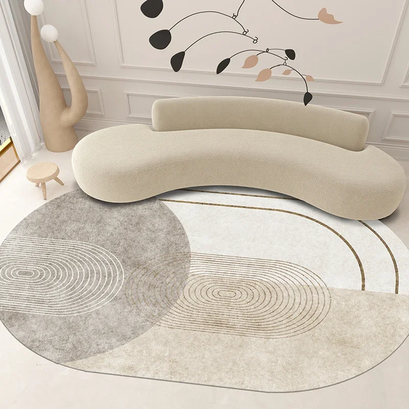 Minimalist Oval Living Room Carpet Gray Modern Home Carpets Line Art Decorative Rug Firm Non-Slip Waterproof Rugs Alfombra Ковер 4