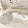 Minimalist Oval Living Room Carpet Gray Modern Home Carpets Line Art Decorative Rug Firm Non-Slip Waterproof Rugs Alfombra Ковер 4