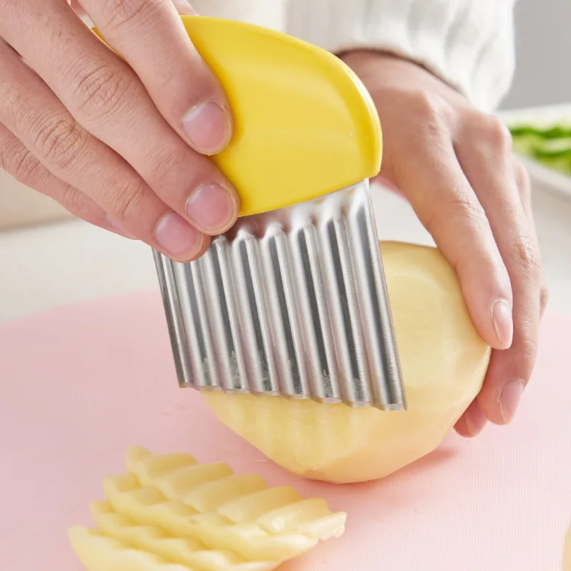 Stainless Steel Potato Slicer for Chips Vegetable Fruit Dough Wave Knife Cutter Kitchen Chopper French Fries Maker Cooking Tools