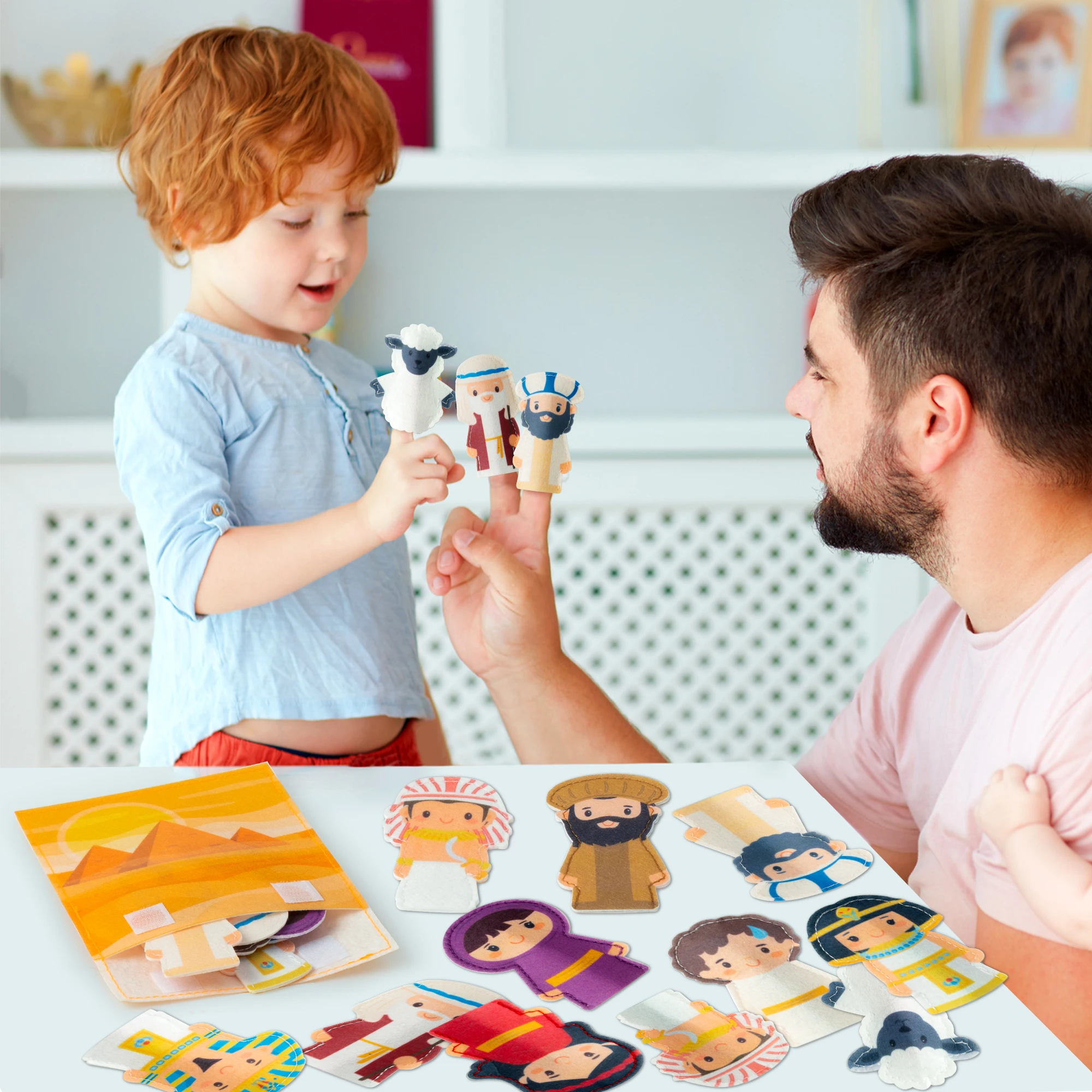 Felt Board Play Set 30Pcs Passover Felt Finger Puppets