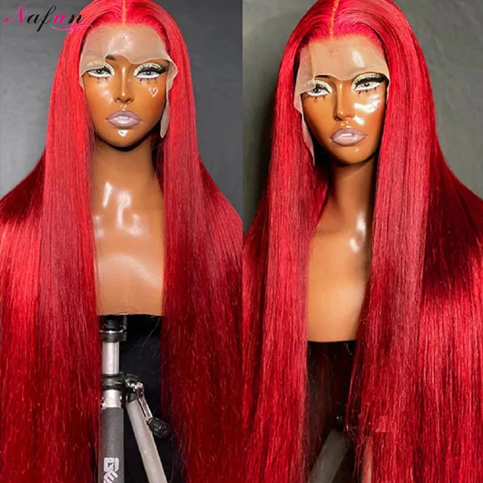 

Hot Red 13x4 Lace Front Wig Straight Red 99J Lace Frontal Human Hair Wig For Women Remy Transparent Brazilian Burgundy Lace Wigs