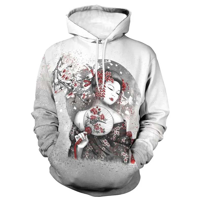 

Vintage Japan Lnk Painting Ancient Woman 3D Print Cool Hoodies Fashion Harajuku Style Swearshirts Men Women Children Tops