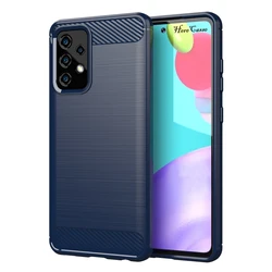 Carbon Fiber Shockproof Silicone Phone Case - A8 2018 (Navy)