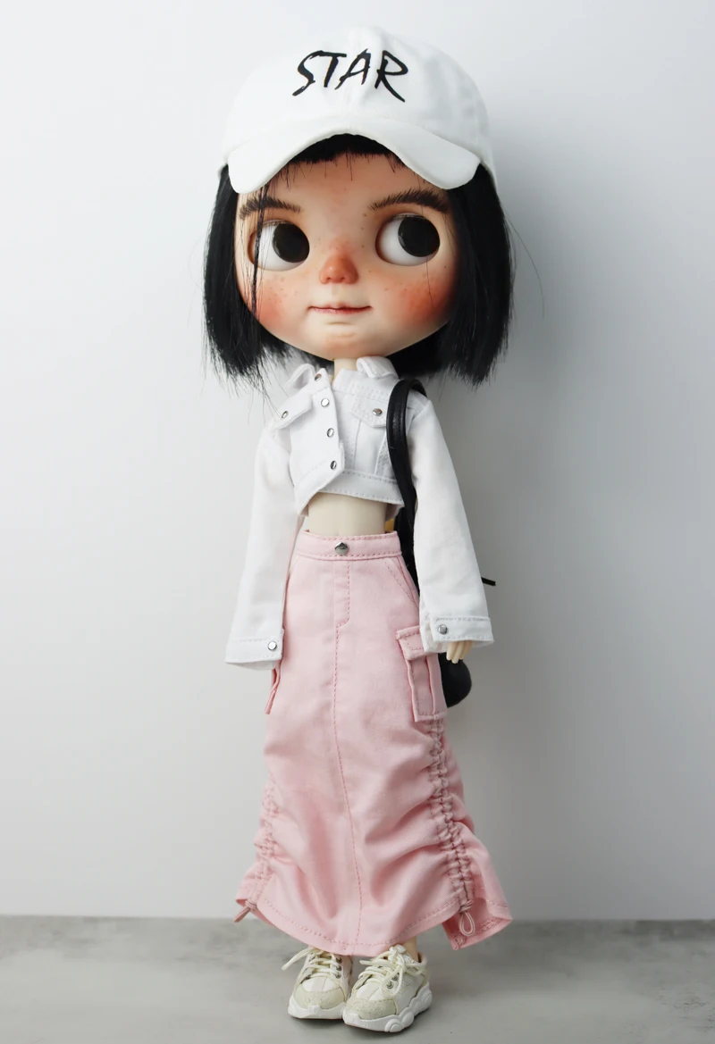 For Blythe Doll Jeans Coat for Ob24 Ob22 Azone Dolls Clothes Denim Jacket