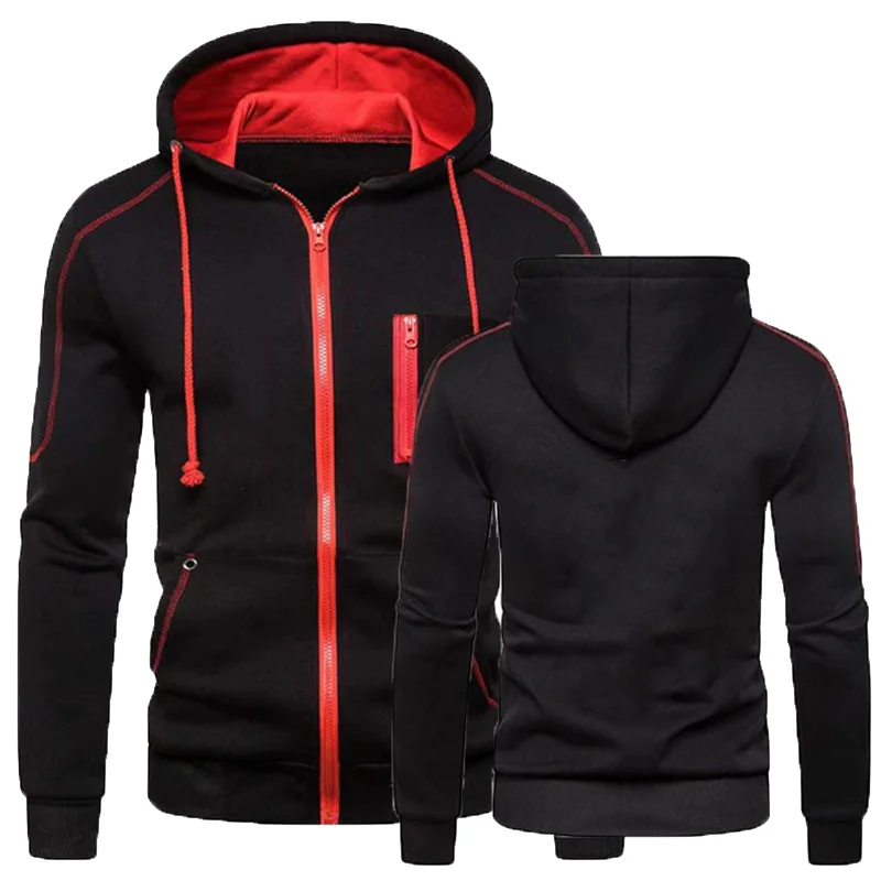 Fashion Men Zipper Hoodie Slim Fit Hooded Sweatshirts Spring Autumn Long Sleeved Zipper Jacket