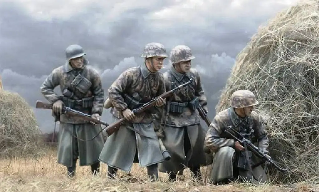 1:35 lot 3 figurines en résine soldat allemand + traineau ww2 non