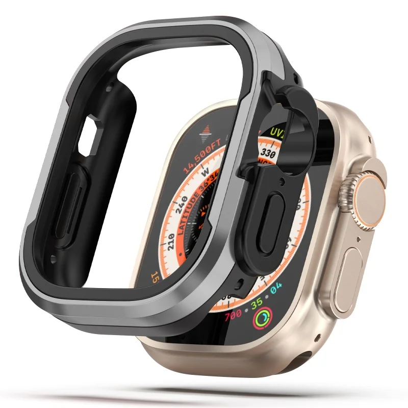 

Aluminum alloy Case For Apple Watch Ultra 2 49mm series 9 8 7 6 se 5 TPU Bumper+Metal Frame For iWatch 45mm 41mm 44mm 40mm Cover