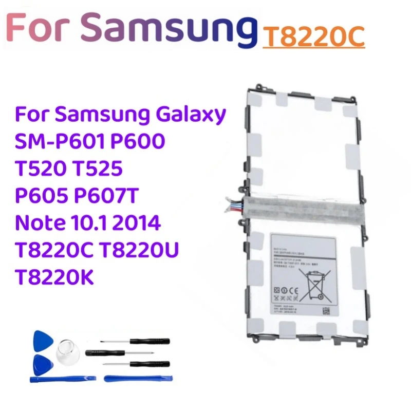 Batteria Di Ricambio T8220E Per Samsung Galaxy Note 10.1 (2014) E TabPRO 10.1 - 8220 MAh, Ioni Di Litio, SM-P600, P601, P605, T520