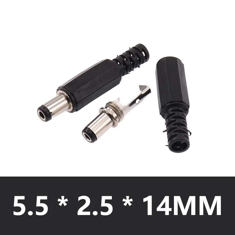 Bulk DC Power Plug Connectors - Solder Type Adapters, 5.5mmx2.5mm, Male Jack